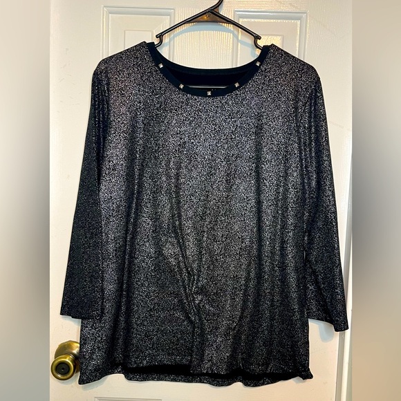REBECCA MALONE METALLIC GLITTER LONG SLEEVE SHIRT - Picture 1 of 7